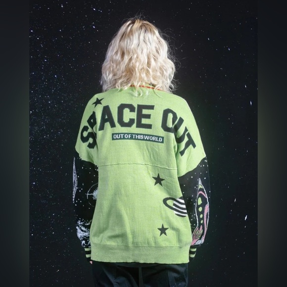 SPIRIT JERSEY Unisex Out Of This World Alien Galaxy Print Sweater Cardigan M - Picture 15 of 16
